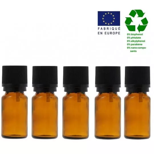 Lot de 5 flacons de 10 ml en verre avec codigoutte