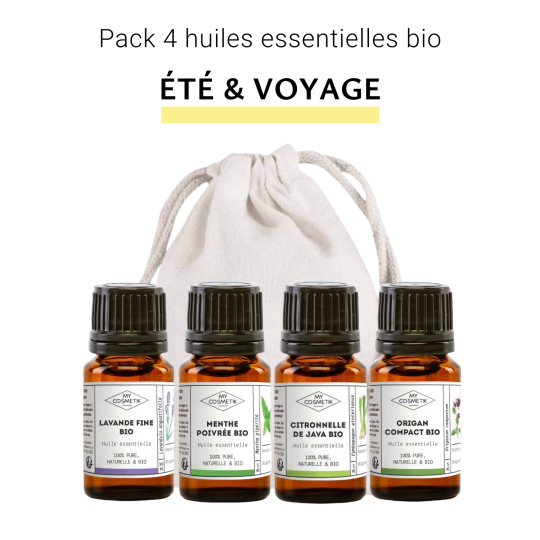 Pack de 4 huiles essentielles bio &quot;été et voyage&quot;